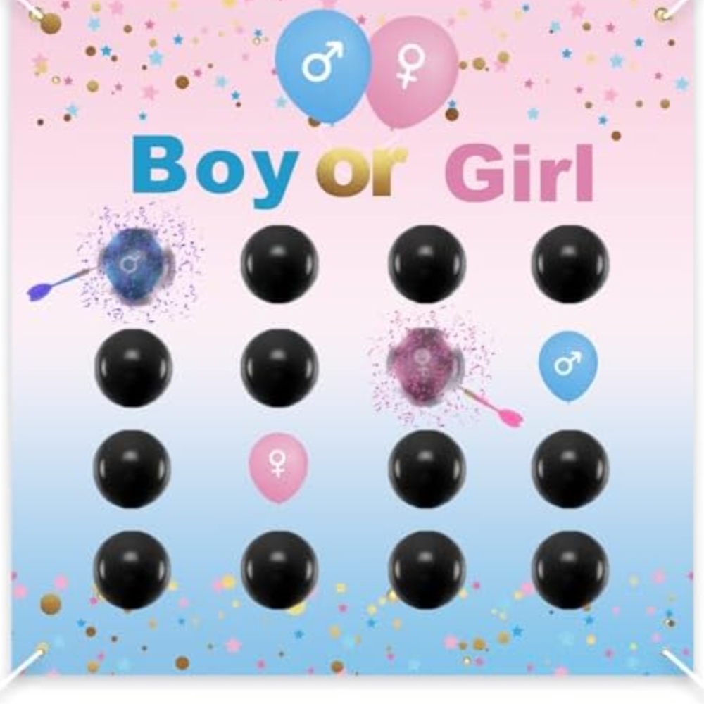 New Gender Reveal Party Game Backdrop With Balloons And Confetti - Picture 5 of 5